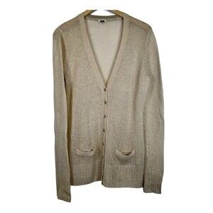 Fossil Sand Wool Angora Mohair Blend Pocket Long Sleeve Button Up Cardigan XL